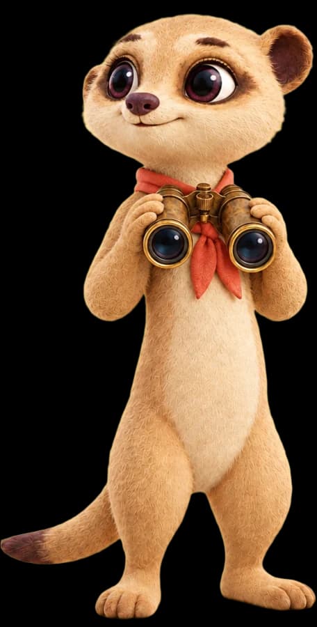 Julio, le suricate de Systemic, en vigie, ses jumelles en laiton à la main