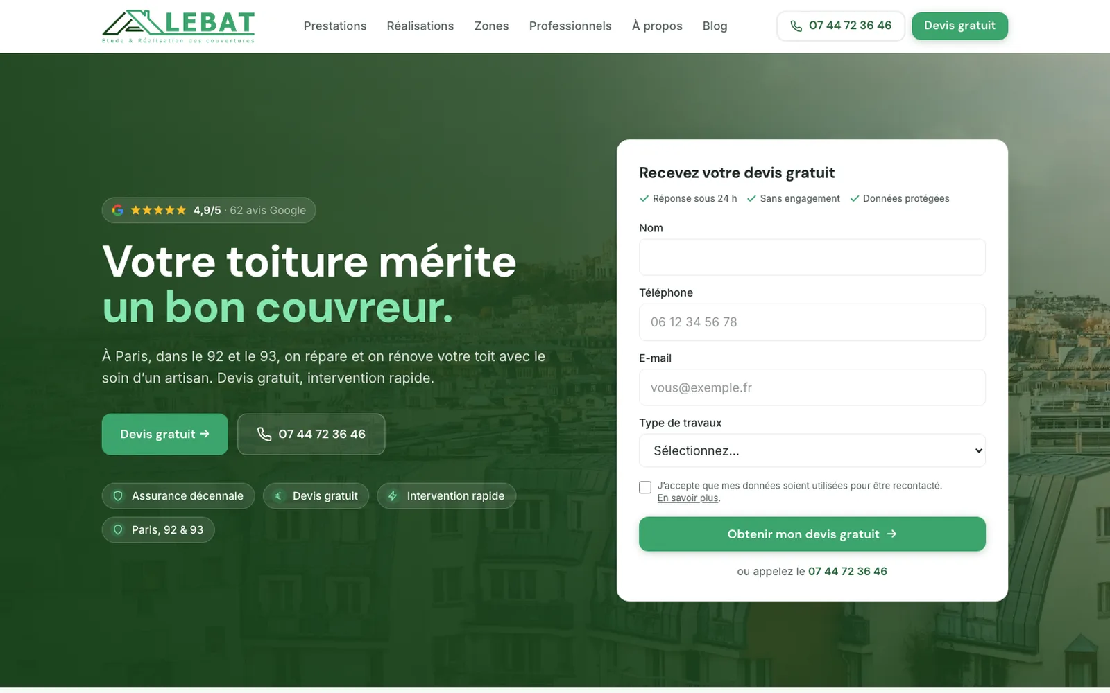 Page d'accueil du site Alebat